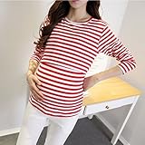 KLUMA　Tシャツ　レデイース　授乳服　マタニティ　授乳口　長袖　すっきりネックライン　授乳トップス　マタニティウェア　柔らかコットン　縞模様