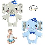 Baby Teethers – tinabless象シリコンChewingおもちゃセットBPAフリー、Best for女の子または男の子用新生児3 / 6 / 12ヶ月/ 1年古い赤ちゃんシャワー/ク