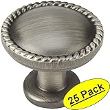 Cosmas 4115 asアンティークシルバーロープ/スクロールキャビネットハードウェアノブ – 1 – 1 / 4 "インチ直径 – 25パック