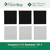 6 Sears Kenmore CF1 Progressive Double Layer Foam Filters. Designed by FilterBuy to Replace Kenmore 