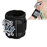 SILIVN 磁気アームバンド 5本超強力マグネット付き マグネチック リストバンド 調節可能 小部品紛 失防止 修理/建築/大工作業用道具 ブラック