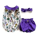 ベビー　ロンパース　ショートパンツ　三点セット　ヘアバンド付き　可愛い　夏服　女の子　綿　夏服 (80)