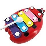 xilaluベビーおもちゃ赤ちゃん子キッド5 Note Xylophoneミュージカルおもちゃ知恵開発Beetle Rattleレッド
