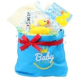 ご出産のお祝いにハッピーな贈り物♪オムツケーキ 《HAPPYリトルダッキー》 (ターコイズブルー)