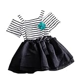 Cutelove 子供Tシャツ Tシャツ&スカート コサージュ付き チュール ストライプ ベアトップ 女の子 綿 可愛い 半袖 夏 紗スカート 上下セット