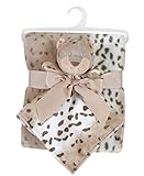 Stephan Baby Super-Soft Fleece Crib Blanket and Plush Blankie Buddy Security Blanket Set, Leopard by