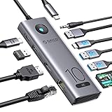 ORICO ドッキングステーション TYPE C 10Gbps USBハブ 11-in-1 USB C ハブ 4K@60Hz HDMI、2×USB 3.2 10G、USB-C 10G 、2×USB 2.0、PD 100W、SD/TF カード リーダー、ギガビット イーサネット、Dell/Surface/HP/Lenovo ラップトップ用オーディオ CX10-11P