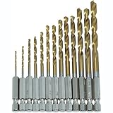 Garage.com1　鉄工用6角軸　13pcチタンコーテングドリルビットセット 1.5～6.5mm　J015
