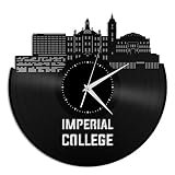 vinylshopus Imperial Collegeビニール壁時計City Skylineレコードホーム部屋装飾ユニークなギフト記念日|ホームDecor