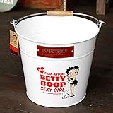 ベティちゃん スチール製バケツ（ホワイト：セクシーガール柄）　／Betty Boop・ベティーブープ／ガーデニング／アメリカン雑貨／