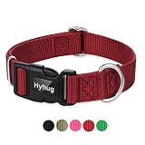 Hyhug 伝統ナイロン犬首輪：クイックバックル付き・調節可能・丈夫・色落ち難・耐久性あり・大型犬、中型犬、小型犬適用のペット用品(スモール, レッド)