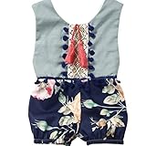 女の子服、leewa花柄ノースリーブロンパースfor Kid Baby Girls カラー: ブルー