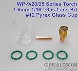 CHNsalescom 7本TIG溶接トーチガスレンズ＃12パイレックスカップキットfor Tig WP-9/20/25 Series 1/16" 1.6mm