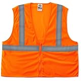 Ergodyne GloWear 8205Z ANSI Economy High Visibility Orange Reflective Safety Vest Zipper Closure Lar