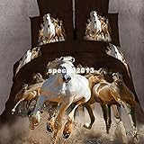 馬 / Tiger / リネン動物油の 1 ピースのプリントされた寝具 4 pc 羽毛布団 / キルトカバーセットキングサイズクイーンサイズの綿 100 ％ベッドリネンベッドシーツセット