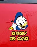 カーステッカー　ドナルドダック　ディズニー BABY IN CAR (赤ちゃんが乗っています)のステッカー