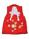 女児 被布コート単品「赤色 菊花、梅の刺繍」3歳児用 女の子小物 お子様被布コート 和装小物 式