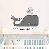 Battoo Whale壁デカール男の子保育園デカール装飾ベビールームデカールNautical nursery- Whale壁装飾子供部屋壁アート 30"WX25"H LA028-29