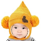 Meilleur reve(メイヤーリーブ)【耳まであたたか＆選べる5色】ベビー キッズ 赤ちゃん 帽子 男の子 女の子 子供 用 ふわふわ キュート 防寒 柔らか ニット 帽 耳あて ハット 出産祝