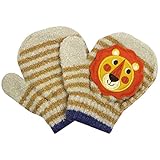 手袋 男の子 ベビー キッズ のびのび手袋 子供手袋 ニット手袋 ライオン ミトン ベージュ 3-5才