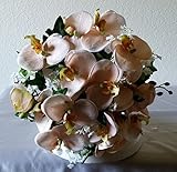 ピーチシルクOrchidブライダルウェディングブーケ&ブートニア 12" Bouquet