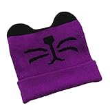 新生児帽子 ベビー帽子 防寒 可愛い キッズ帽子毛糸 (パープル)