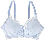 ローズマダム Rosemadame マタニティハーフトップ ナルエー/Narueコラボ【ストライプ柄】授乳ブラ フロントオープン 産前産後 Mサイズ サックス 112-7657-01