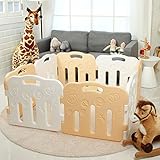 フォレストベビーサークル (ベージュ＆ホワイト) 連結して拡張可能♪ 8枚セット if03-bei