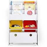 おもちゃ収納 絵本棚 絵本ラック 本箱 おもちゃ箱 子供用 木製 スリムタイプ ホワイト