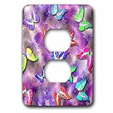 3dRose lsp_63064_6 Cosmic Dust Sparkles and Butterflies 2 Plug Outlet Cover [並行輸入品]
