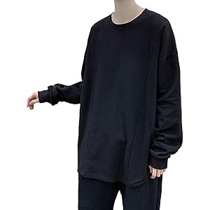 [サン ブローゼ] ロングスリーブTシャツ クルーネック 無地 カットソー ビックシルエット ストリートファッション メ…