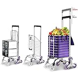 ショッピングカート 登山階段カートに入れるショッピングカートトロリーアルミ合金伸縮ロッド44L容量のバッグで50kgをロードするパープルホイール