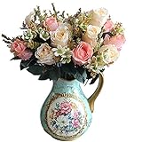 Auntwhale 人工花アールローズブーケシルクアレンジメントラージパレスローズ