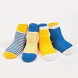 Helen Baby 赤ちゃん ベビー 新生児 柔らかい靴下 4足セット 男の子 女の子 キッズ ベビーソックス（S,イエロー）