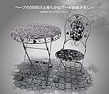 【 リーフ アンティーク 調 】 折り畳み 式 デザイン アイアン テーブル & チェア ー 3点 セット 鉄 製 インテリア エクステリア ガーデン SD-HAABLE