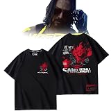 [QQLADY] サイバーパンク Tシャツ ジョニー・シルヴァーハンド 2077 テクノロジー感覚 ゲームグッズ 純綿 カジュアル衣装 半袖 パーカー 柔軟 通気 男女兼用 (3XL,B) [並行輸入品]