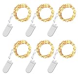 AMIR イルミネーションライト ストリングスライト 電池式 防水 2.2m 20LED フェアリーライト 室内 室外 飾りライト パーティー クリスマス 結婚式 誕生日 電飾 6個同梱 電球色