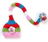 (スマイル ワキキ)Smile YKK 赤ちゃん ベビー 着ぐるみ ニット帽子 服 コスチューム 寝相アート 新生児 記念写真 出産祝い ボーダー柄 ボンボン付きのニット帽子花柄 カラフル