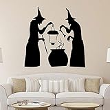 ハロウィンデカール2つWitches Stake Cauldron PotソーラーLightedランタンStake Cauldron PotソーラーLightedランタン壁ステッカーKids '部屋壁