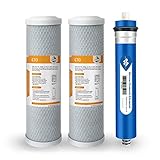 Membrane Solutions コンボパック FX12M FX12P用 ウォーターフィルター交換用カートリッジ GE ROセット GXRM10RBL GXRM10G 逆浸透システム カーボンフィルター 2個 50GPD ROメンブレンフィルター 1個
