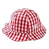 (コ-ランド) Co-land ベビー用ハット 赤ちゃんキャップ キッズ帽子 子供サンバイザー フィッシャーマン チェック柄 女の子 女児 紫外線 UVカット レッド 54cm