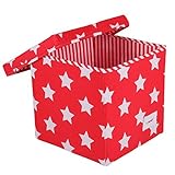 Minene Cube Storage Box with Stars (Red/ White) by Minene
