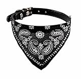 Lautechco 首輪ネッカチーフ 小型アジャスタブルペット犬猫ネックスカーフ (黒)