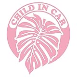imoninn CHILD in car ステッカー　【シンプル版】　No.16　モンステラ　（ピンク色）
