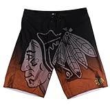 KLEW NHL Chicago Blackhawksグラデーションボードショーツ、Large、ブラック