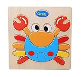 クリエイティブ子供木製3Dジグソーパズル（カニ）2個