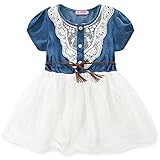 Nice Days（ナイス　ディズ）　夏ファッション　可愛い女の子ワンピース　ドレス　プリンセススカート　カウボーイ　メッシュレース (120)