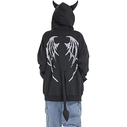 Amazon.co.jp: [TOWYYO] 原宿系 パーカー メンズ 悪魔 角 耳付き