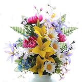 仏様のお供えに　菊やリリーの花束（CT触媒加工） 0811-6585-farg-htk【シルクフラワー】【造花】