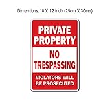 lieomo" Private Property、NO TRESPASSING"警告メタルサイン(8 " x 12 ")